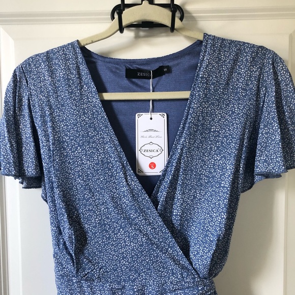 Blue Wrap Dress - Picture 3 of 9